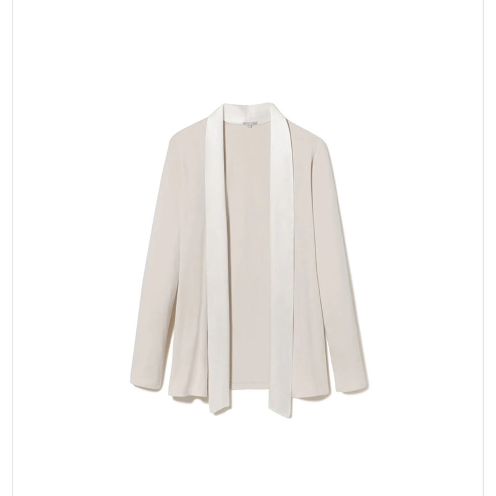 PJ Harlow Rib Knit Cardigan With Satin Trim Shelby